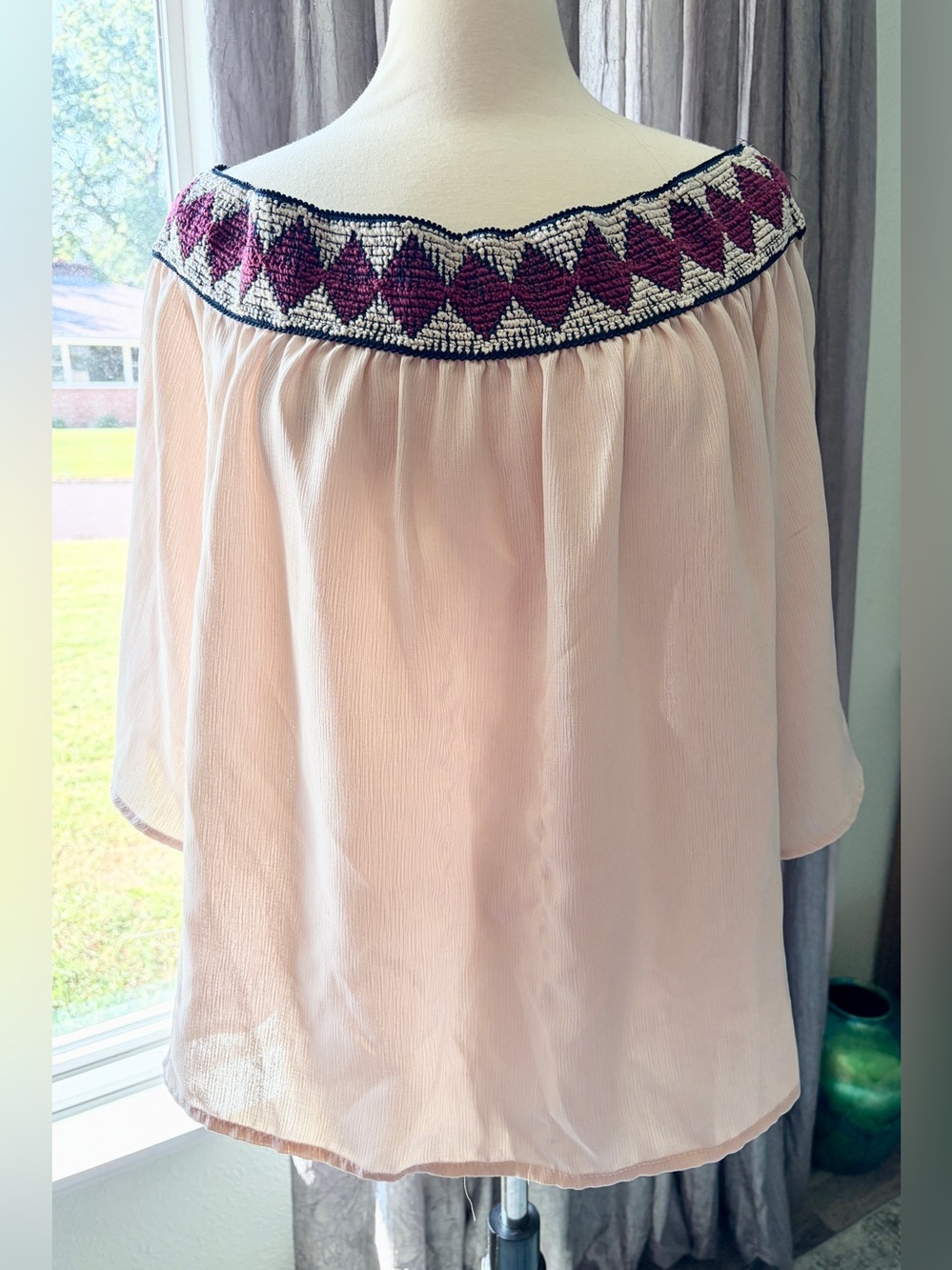 Plus Size 1 Maurice’s Cream Off-White Embroidered Off Shoulder Boho Peasant Top